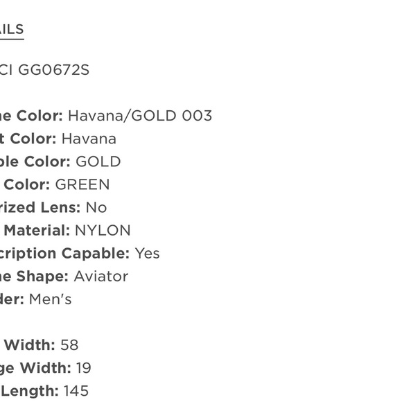 Gucci Havana Gold/ Green Aviator Sunglasses - Picture 11 of 11